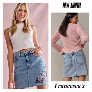 New Francesca's Tatiana Embroidered Denim
Mini Skirt